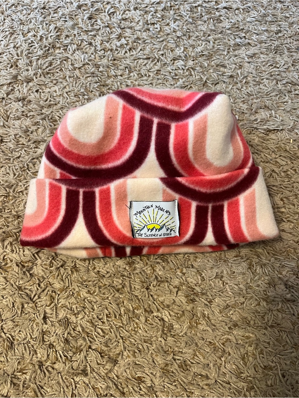 Pink & Red Patterned Fleece Beanie